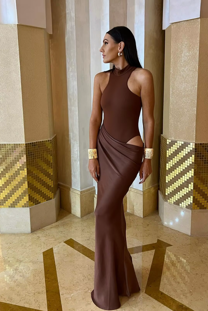 Ami brown bodycon Maxi dress