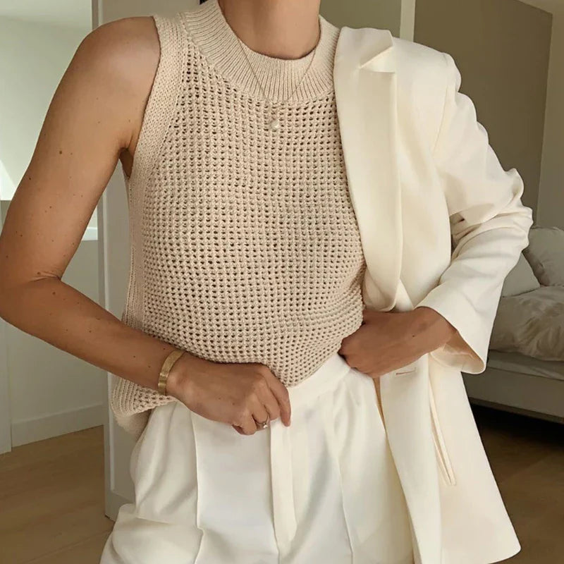 Male cream knit Vest