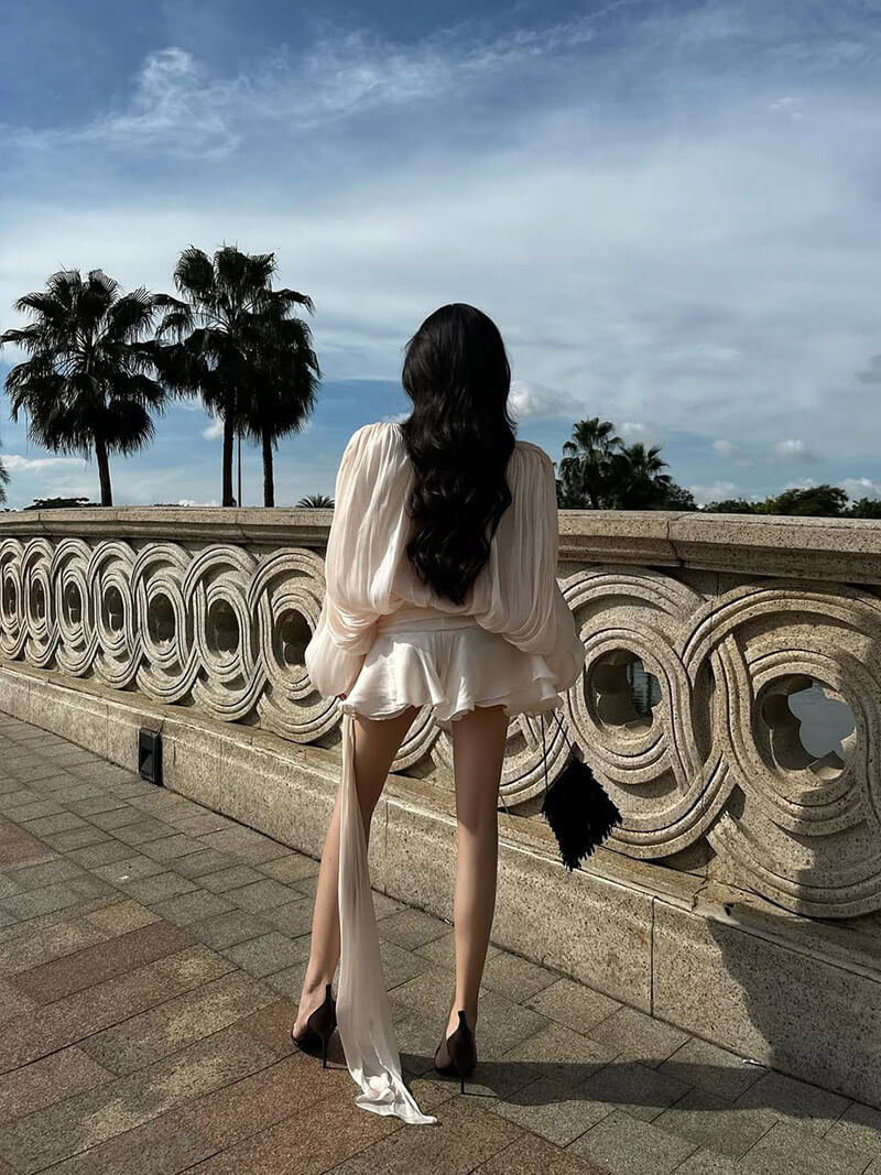 Rosy Flowy Cream Dress