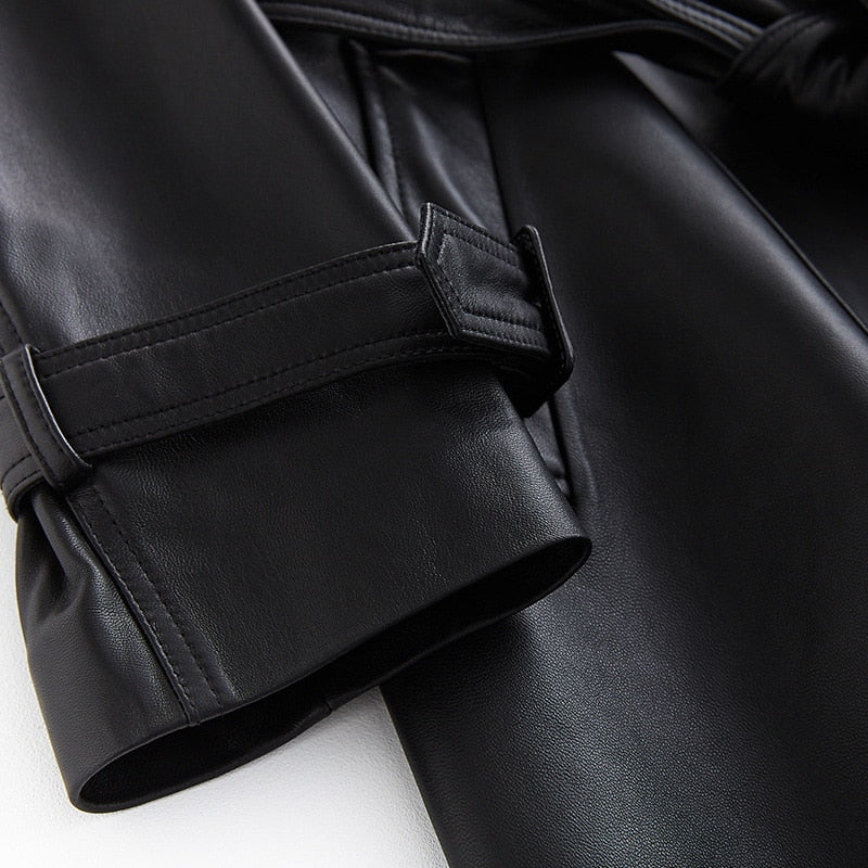 Lyanna Vintage Leather Long Trench Coat