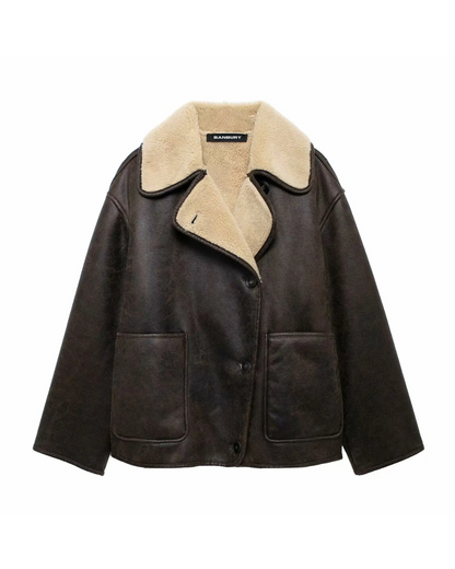 Nat Faux Brown Leather Jacket