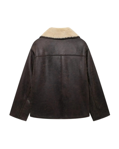 Nat Faux Brown Leather Jacket