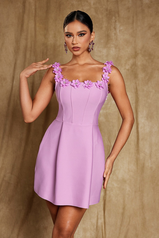 Lyanna Floral Mini dress- Pink