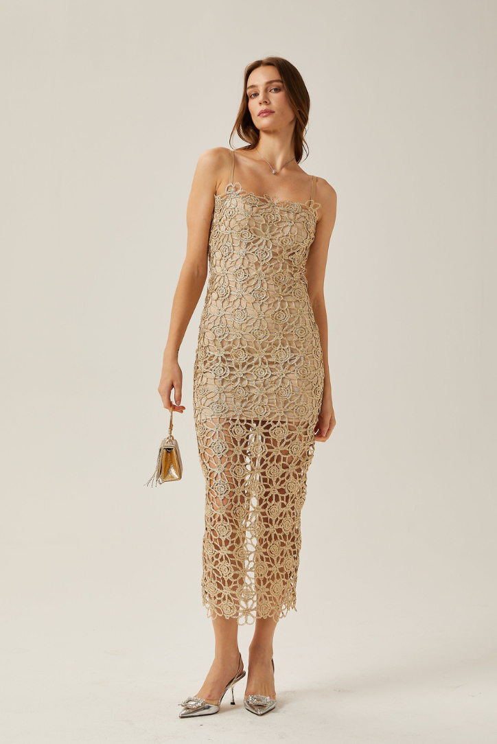 Myra cream Midi dress