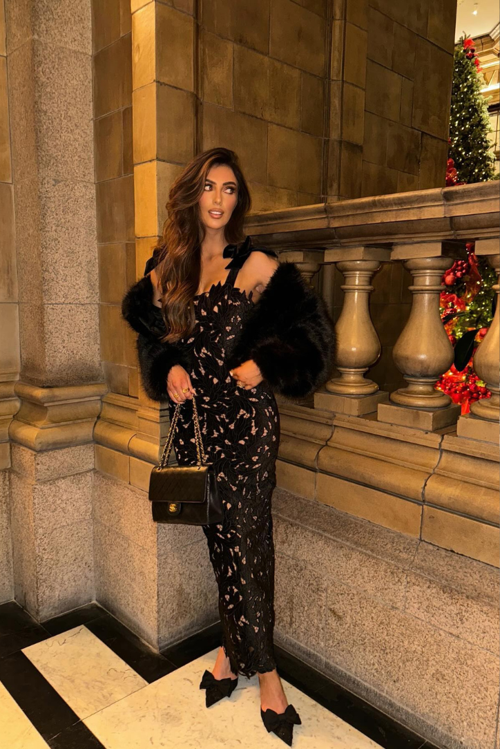 Regent Satin Lace Maxi dress