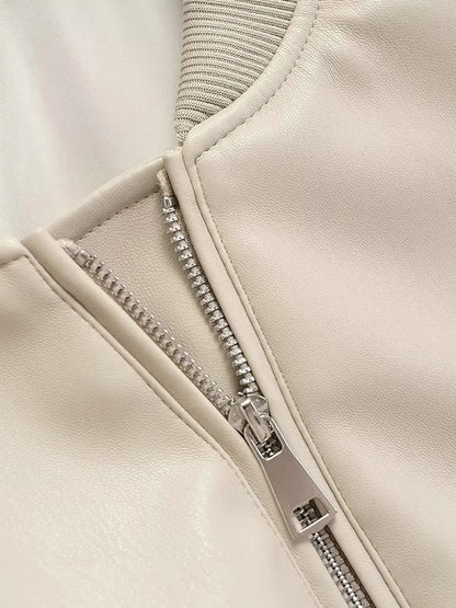 Mo Faux Leather Bomber Jacket
