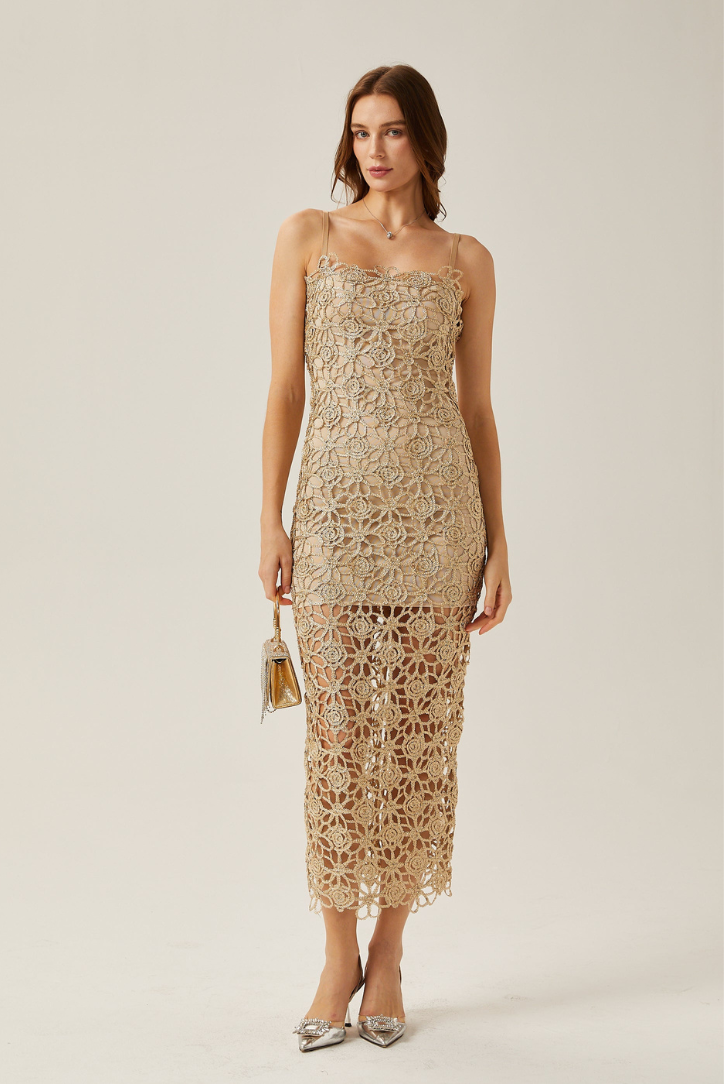 Myra cream Midi dress