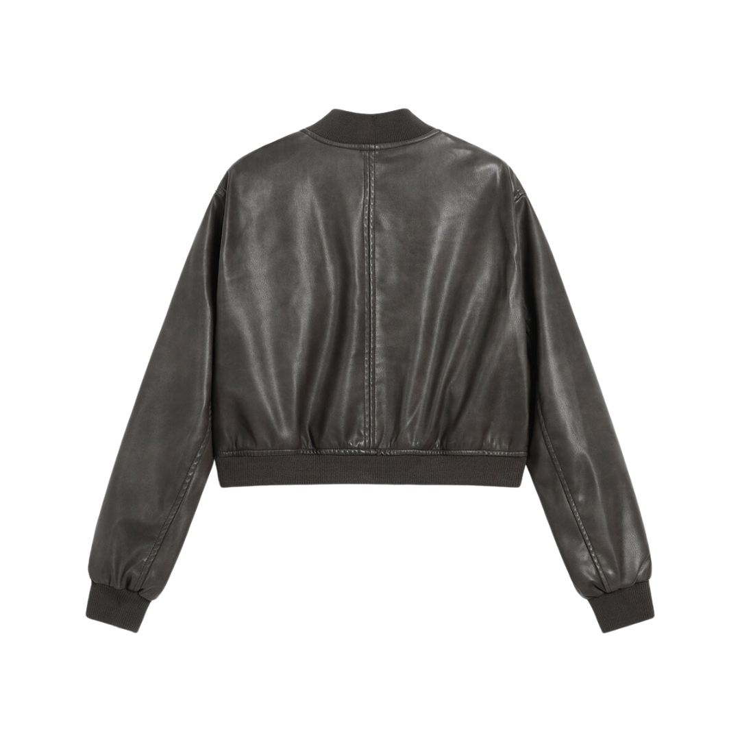 Mo Faux Leather Bomber Jacket