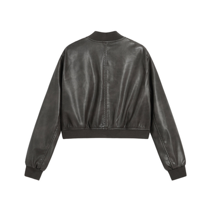 Mo Faux Leather Bomber Jacket