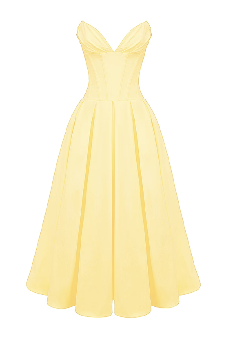 Katherine Corset Midi dress- Yellow