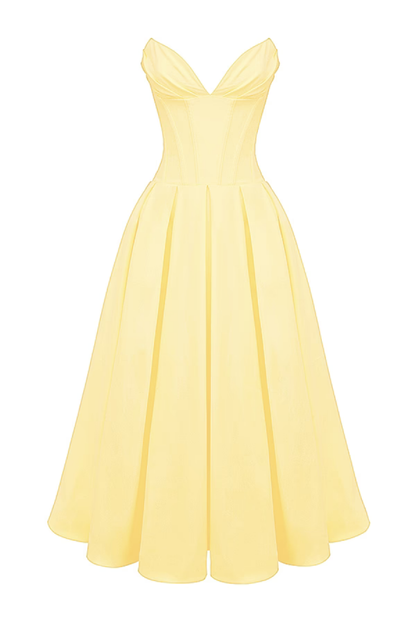 Katherine Corset Midi dress- Yellow