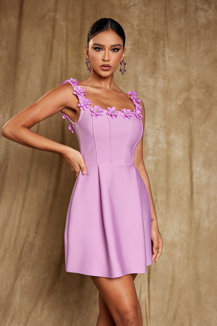 Lyanna Floral Mini dress- Pink