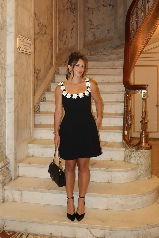 Stars Floral Mini dress- Black