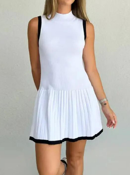 Kendall Drop-Waist Mini Contrast Knit Dress