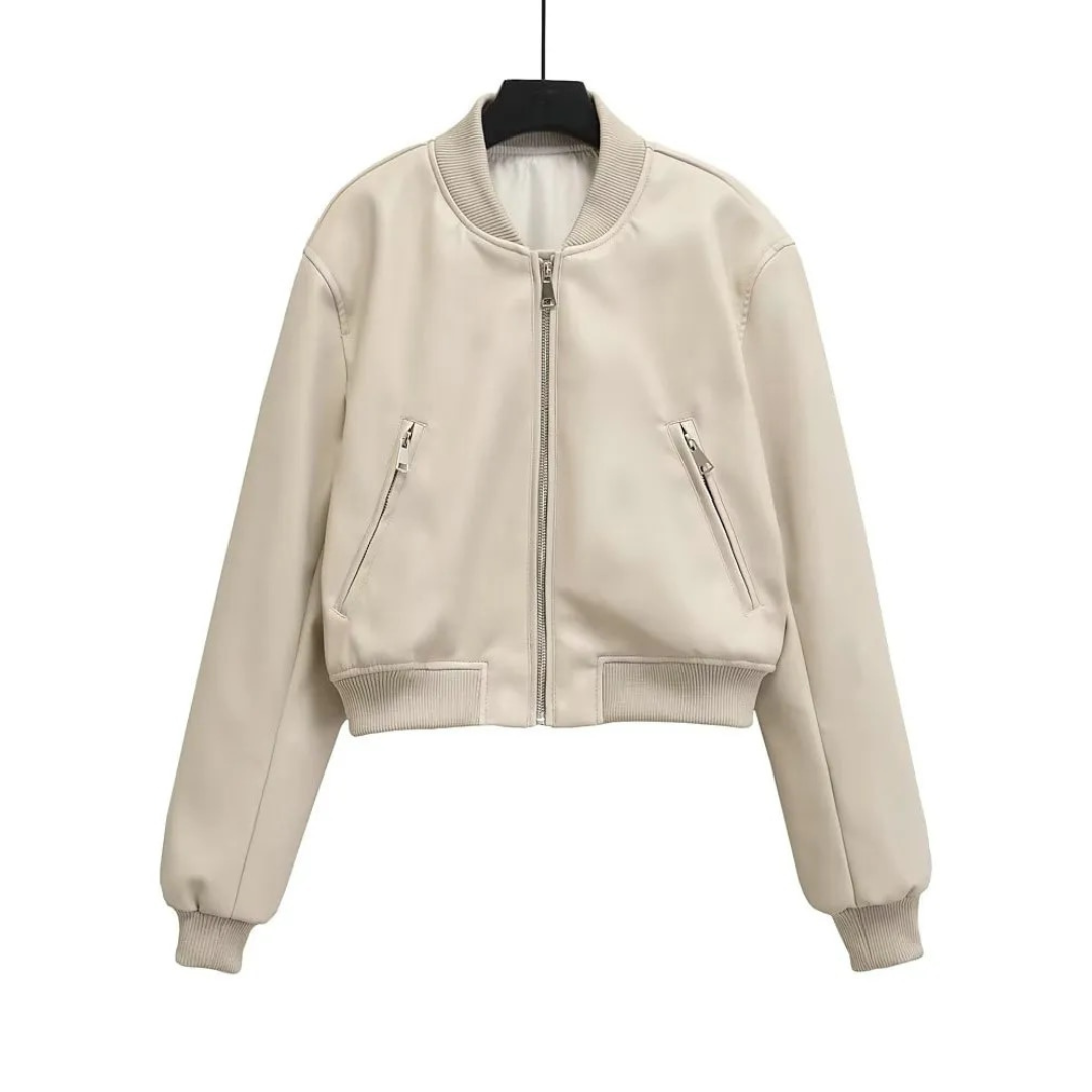 Mo Faux Leather Bomber Jacket