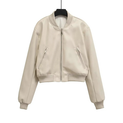 Mo Faux Leather Bomber Jacket