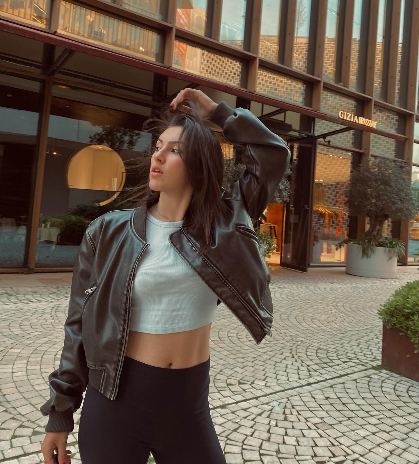 Mo Faux Leather Bomber Jacket