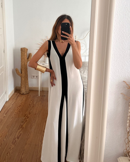 Fiona Black and white Maxi Dress