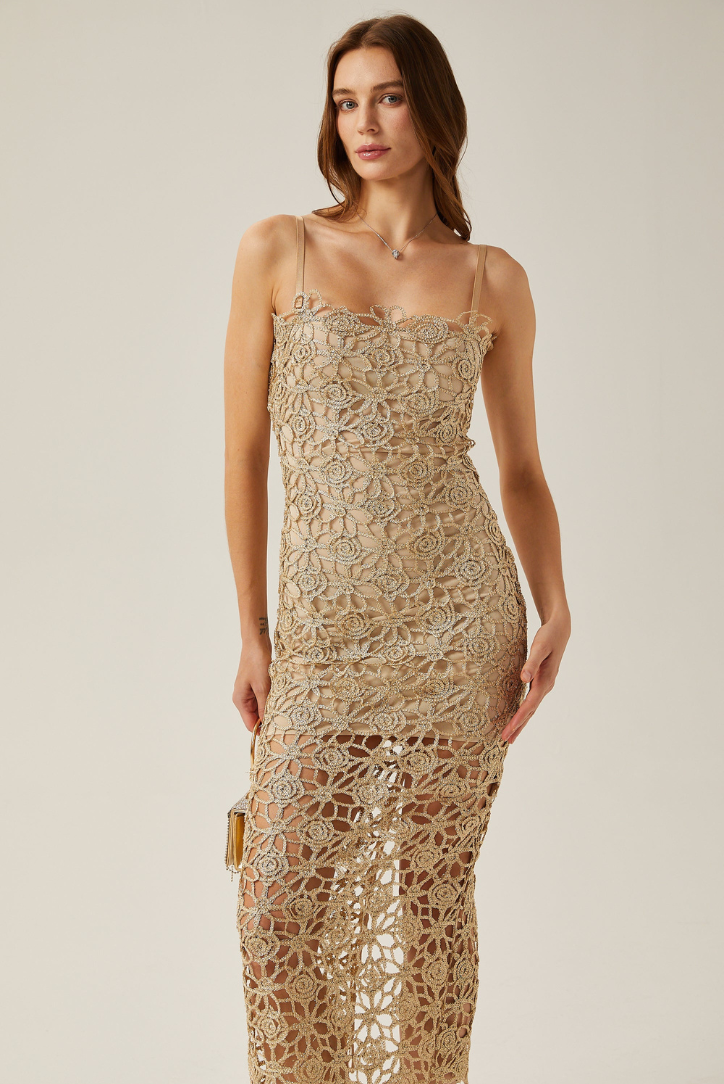 Myra cream Midi dress