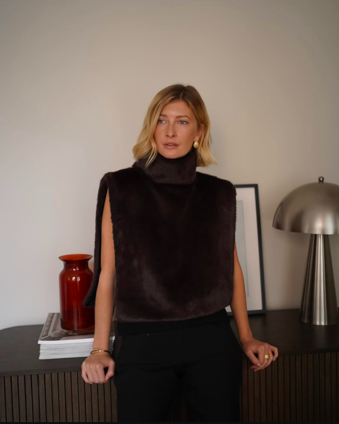 Lily Faux Fur Turtleneck Vest