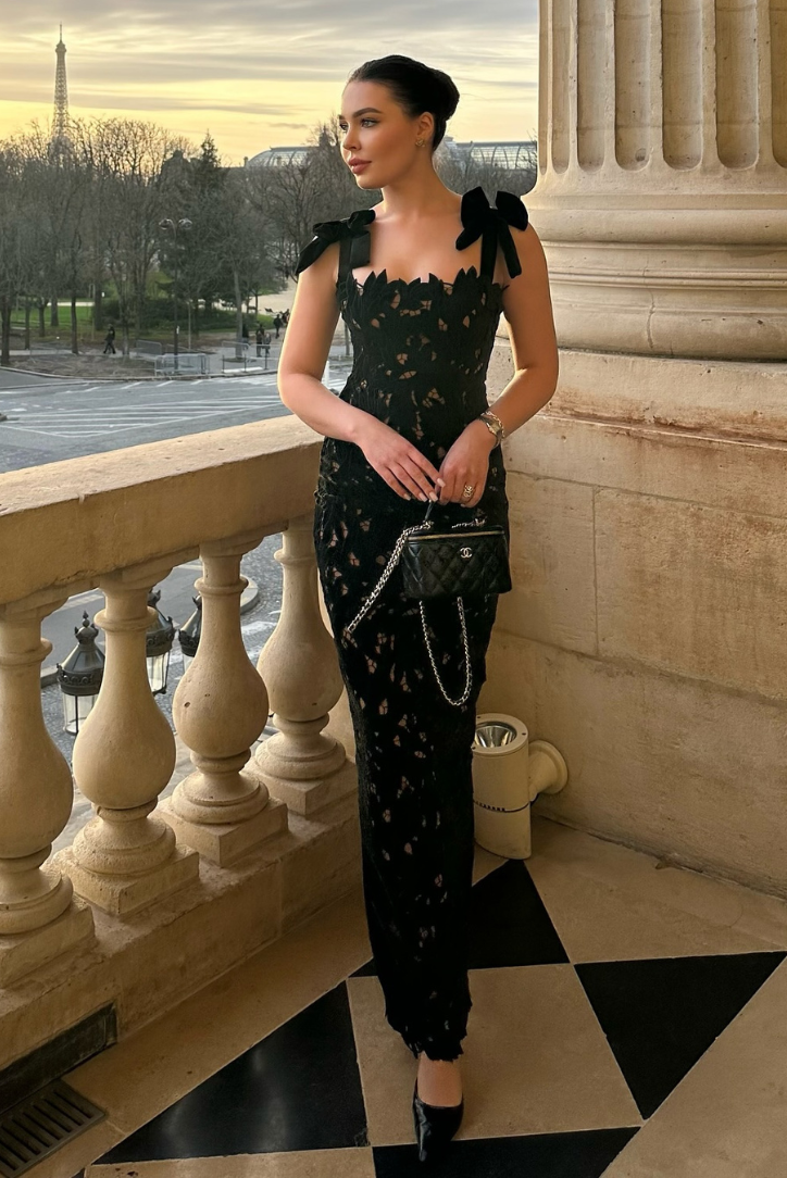 Regent Satin Lace Maxi dress