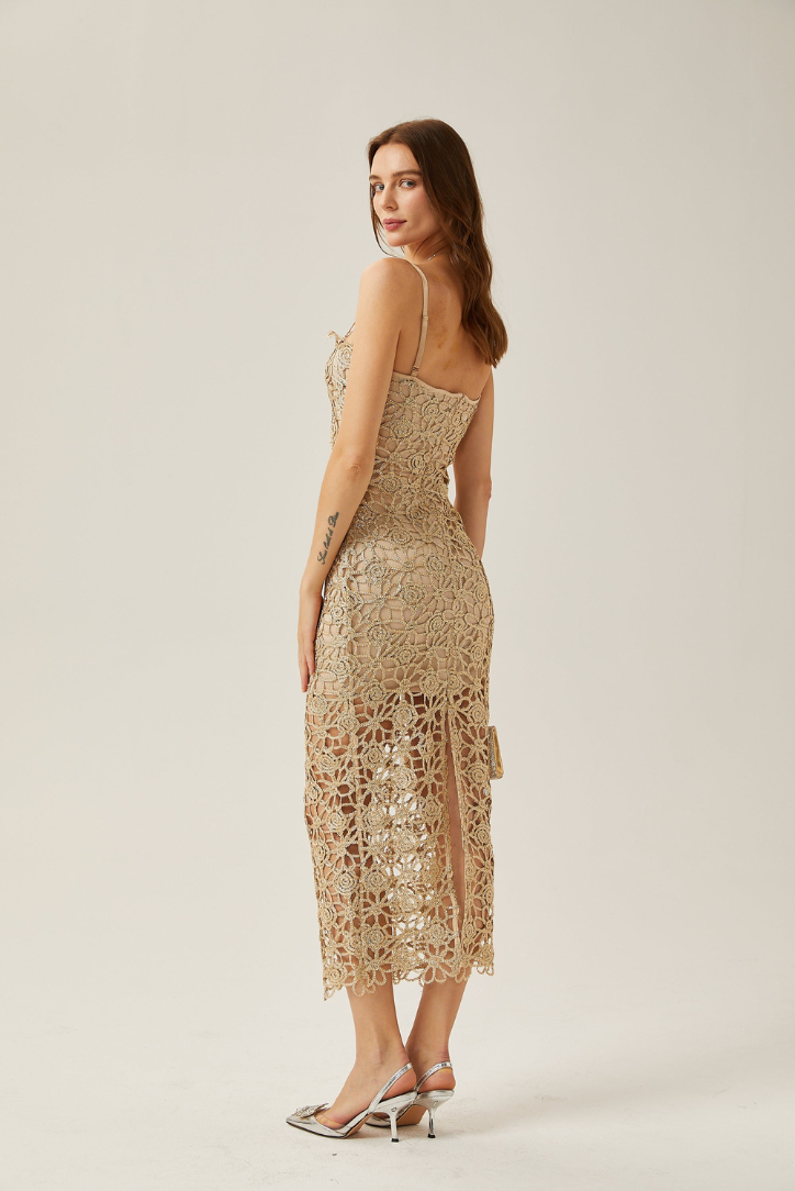 Myra cream Midi dress