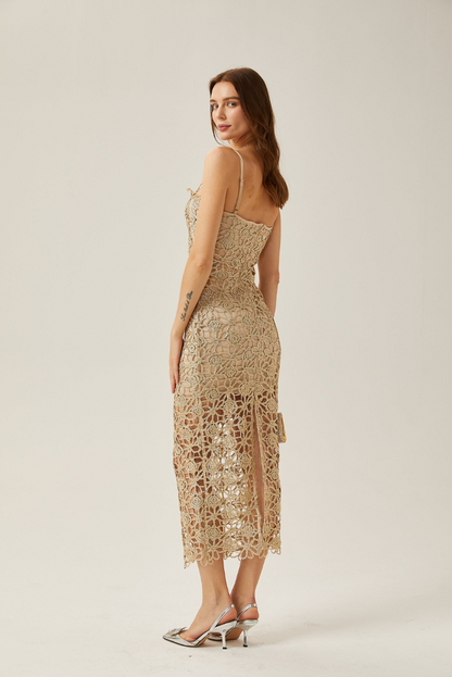 Myra cream Midi dress