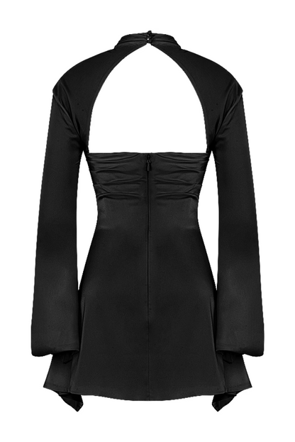 Abella Satin Mini dress- Black
