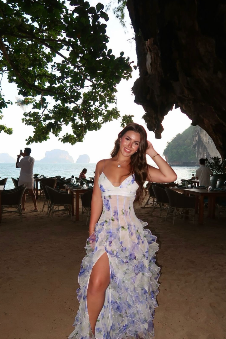 Aya Ruffle Maxi dress- Ocean