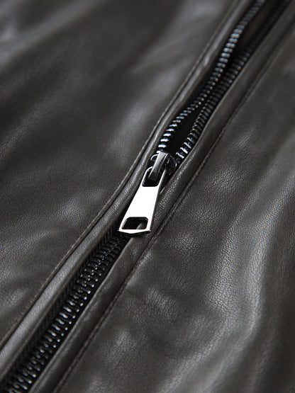 Mo Faux Leather Bomber Jacket