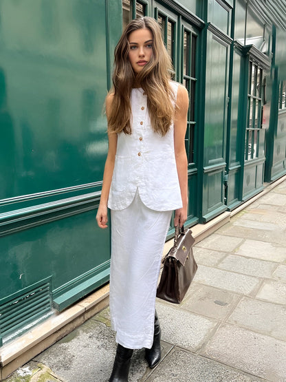 Chloe White Waistcoat and Skirt Set