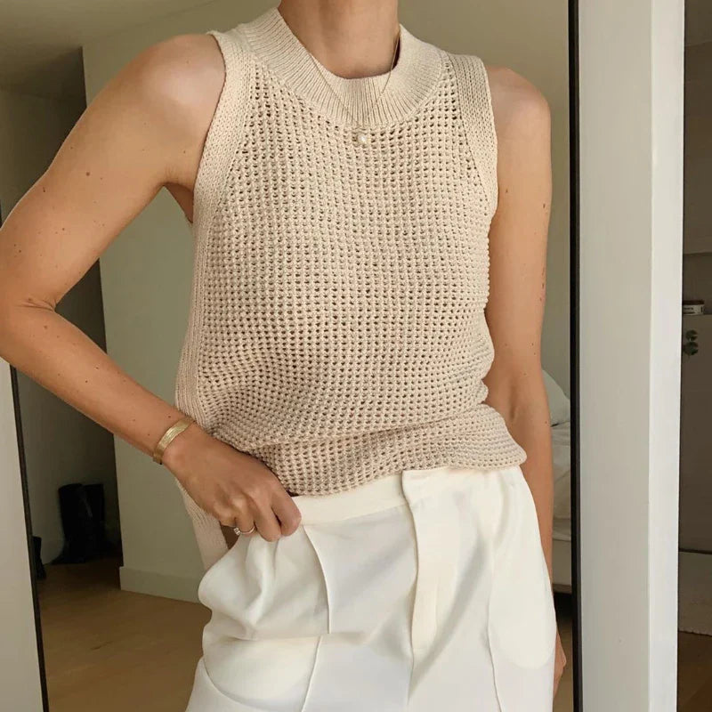 Male cream knit Vest