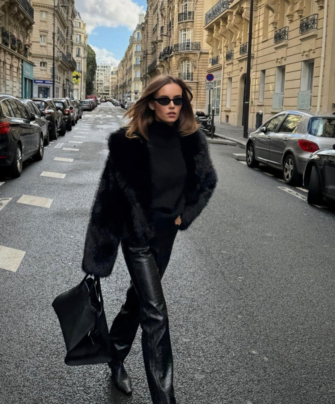 Ferry Black Faux Fur Coat