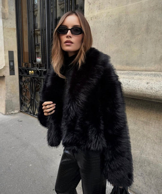 Ferry Black Faux Fur Coat