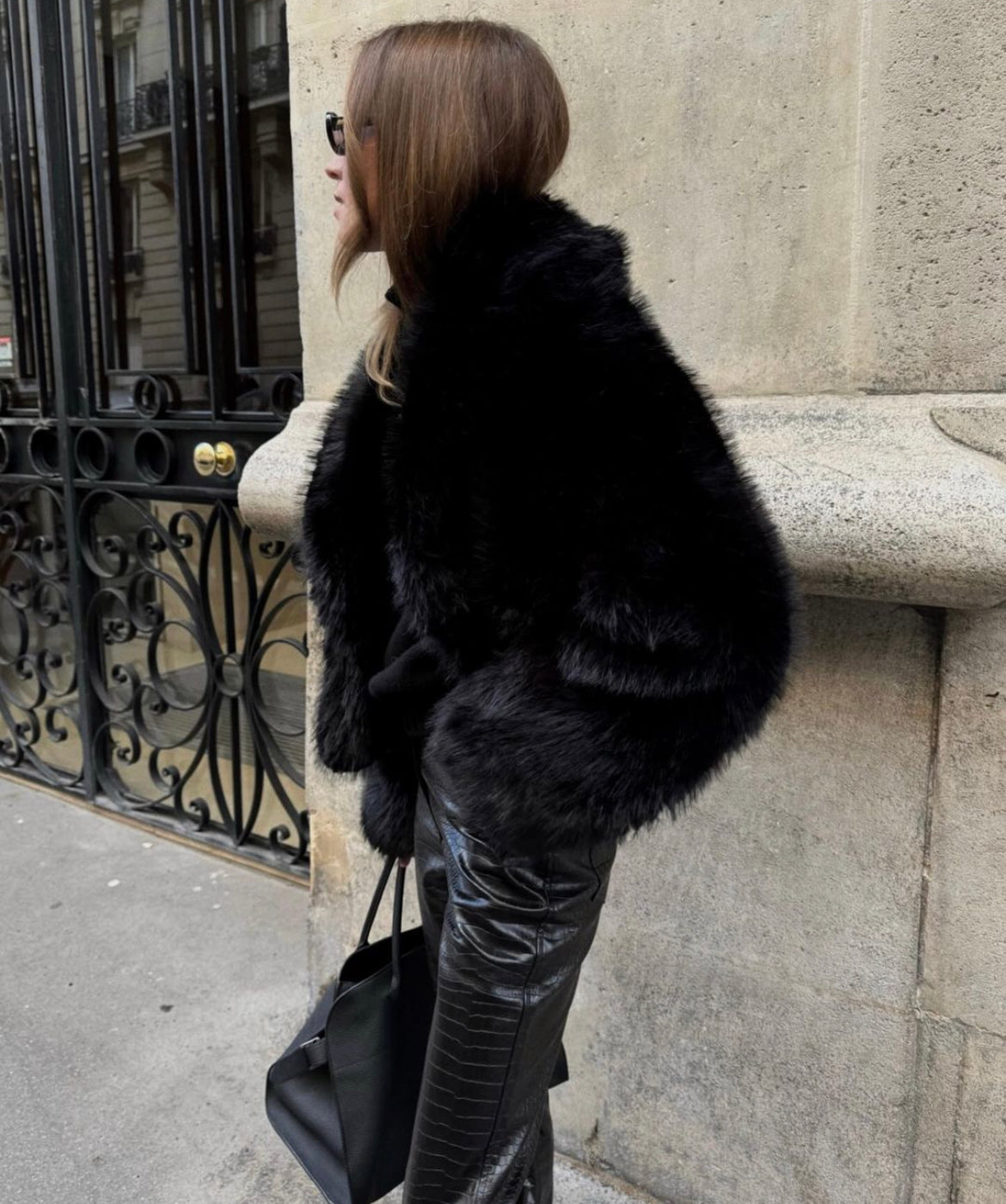 Ferry Black Faux Fur Coat