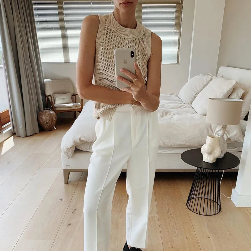 Male cream knit Vest