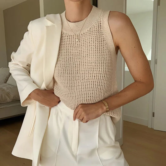 Male cream knit Vest