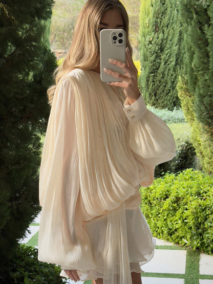 Rosy Flowy Cream Dress