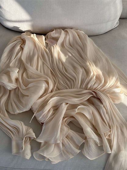 Rosy Flowy Cream Dress