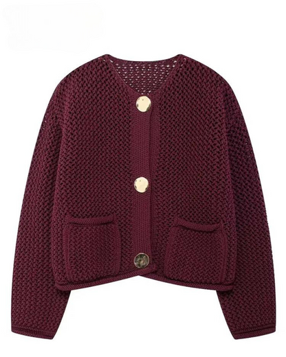 Dalena Burgundy Knit Cardigan