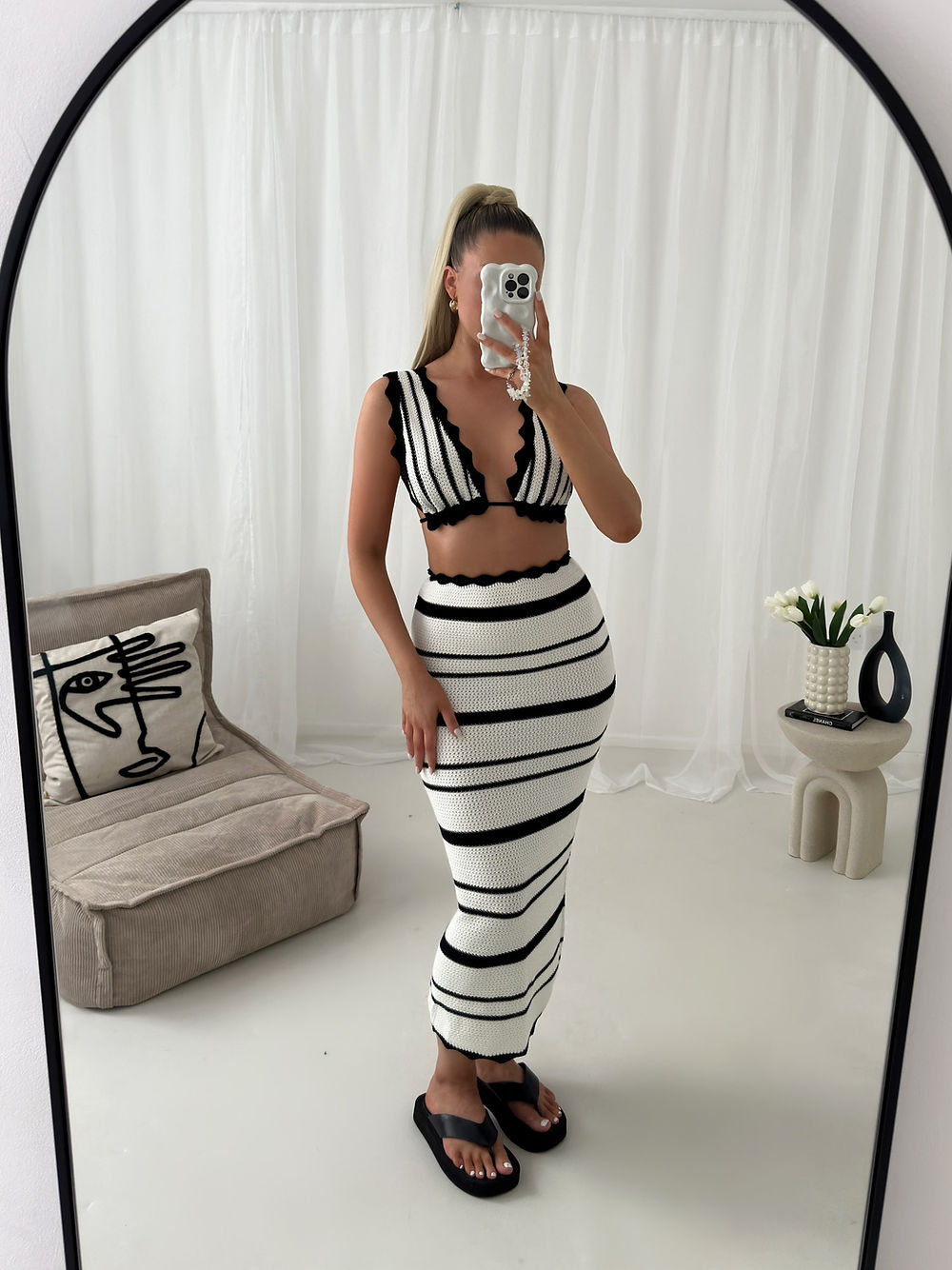 Willow black and white Two-Piece Knit Set