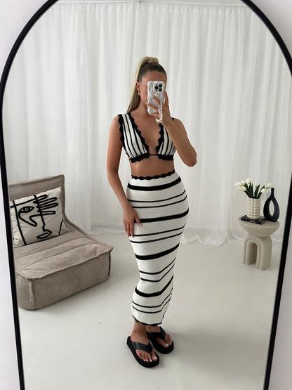 Willow black and white Two-Piece Knit Set