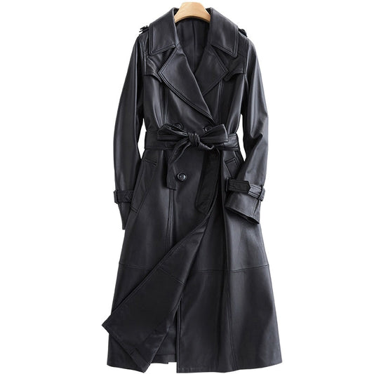 Lyanna Vintage Leather Long Trench Coat