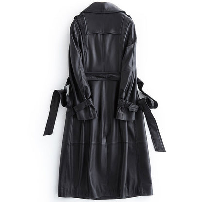 Lyanna Vintage Leather Long Trench Coat