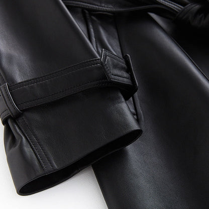 Lyanna Vintage Leather Long Trench Coat