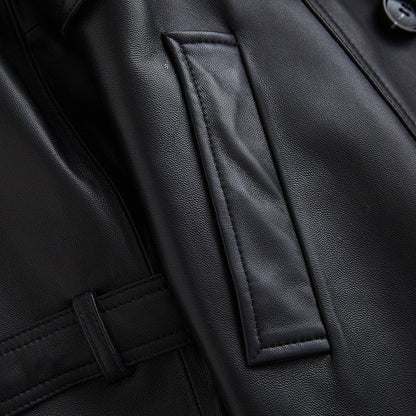 Lyanna Vintage Leather Long Trench Coat