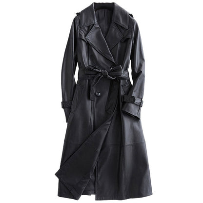 Lyanna Vintage Leather Long Trench Coat